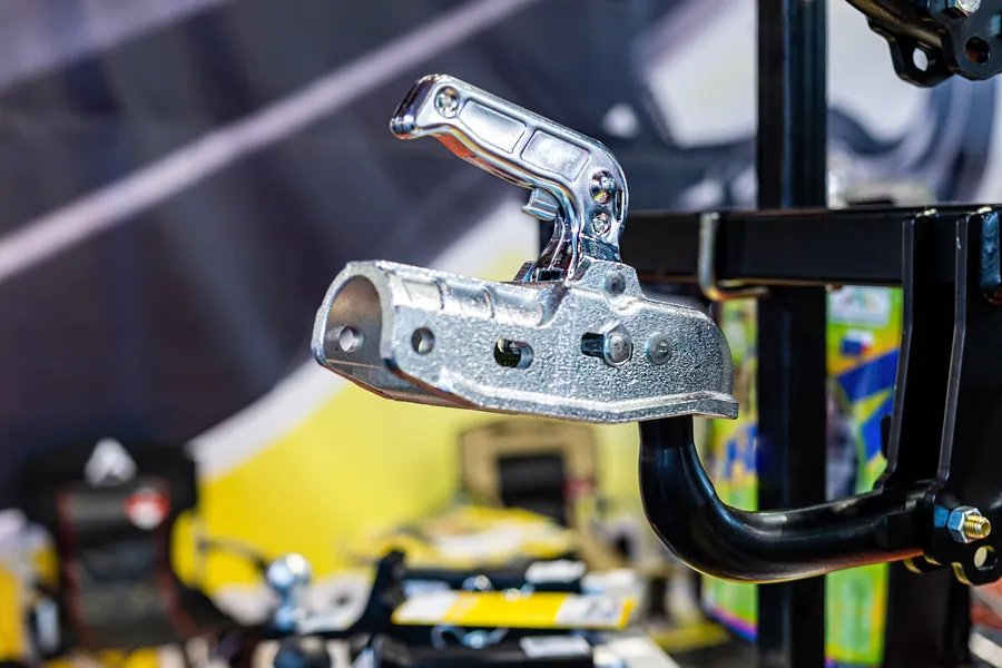 Close-up of a trailer hitch coupling
