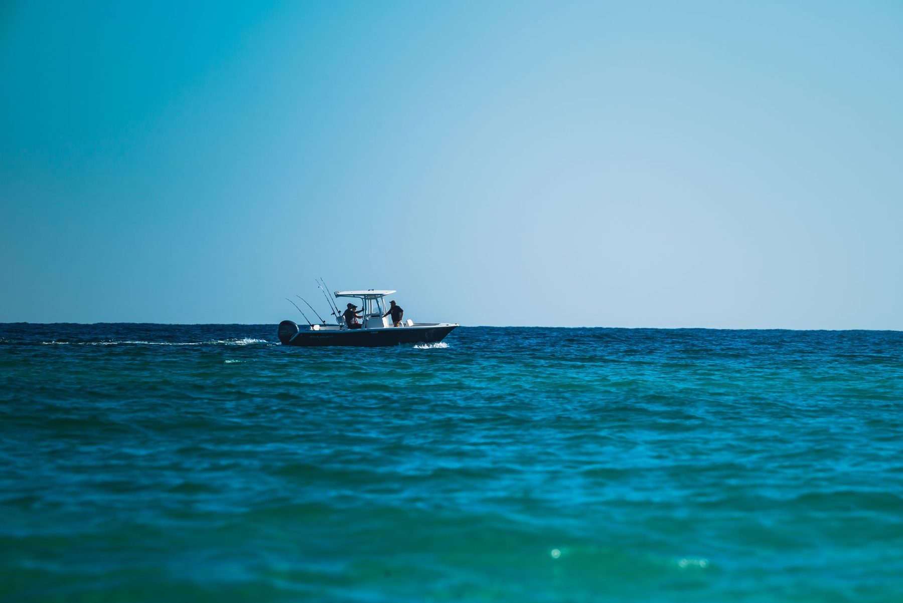 Center console boat on open water